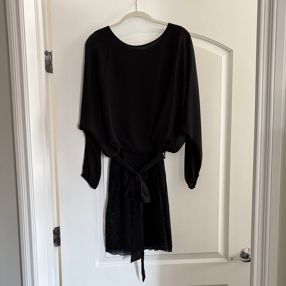 Womens Black Tie-Waist Dress
